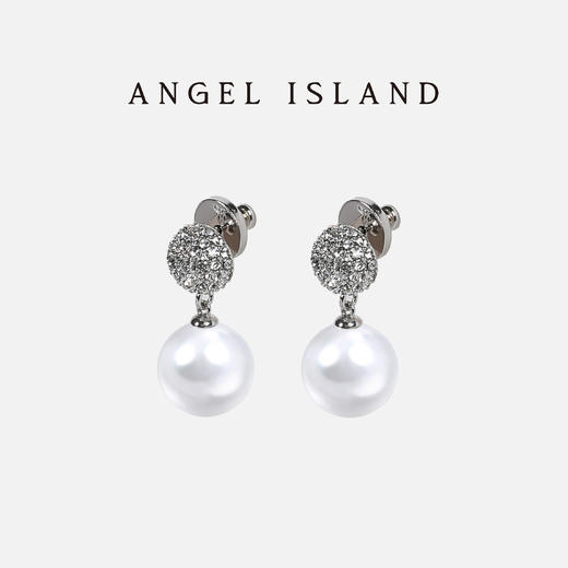 ANGEL ISLAND 铜合金锆石耳饰「Diana」水钻球珍珠气质耳钉 商品图5
