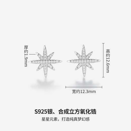 BYGS095843-A0-A0 周六福 【热销爆款】新潮银耳饰星光闪耀925银耳钉女气质银耳环 商品图3