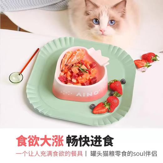 4楼Eubelle欧蓓 爱萌仕草莓慕斯喂食碗 陶瓷猫碗 活动价：58.5元 商品图2