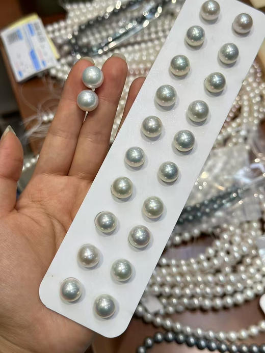 317-5 炒鸡性价比 定制无退换 11-12mm 正圆极光爱迪生珍珠 耳钉/耳钩 商品图7