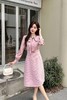 Le Malene 粉色蝴蝶结拼接式收腰连衣裙 19768 商品缩略图1