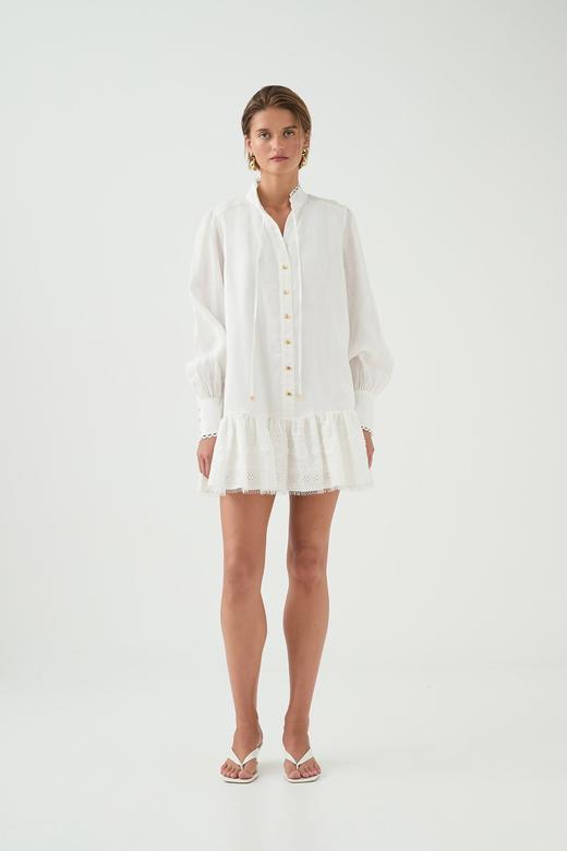 Aje - Cloud Embroidered Dress - Ivory - 女装 - 连身裙 - 象牙白 商品图4