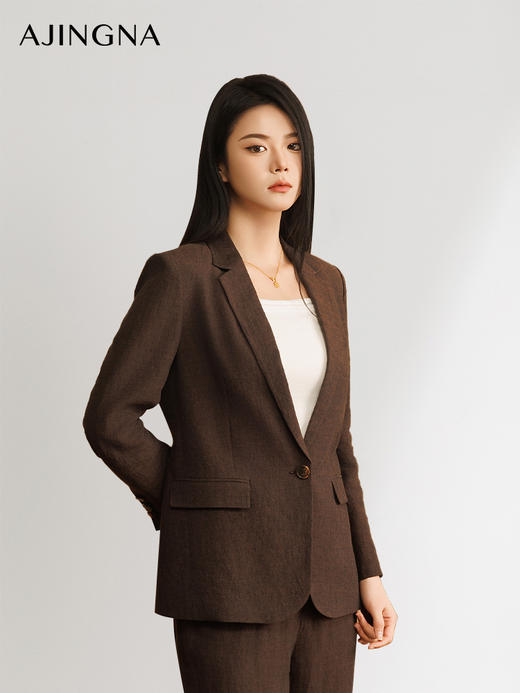 【商场同款】阿菁娜亚麻通勤显瘦西装外套A31C108033 商品图1