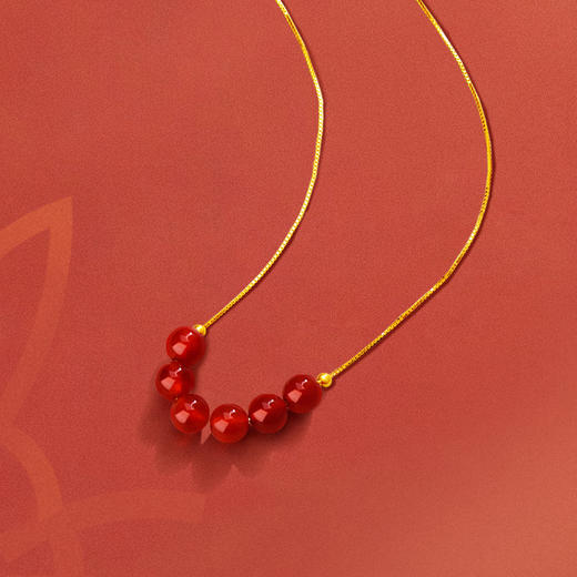 周六福朱砂痣18K金珠玛瑙链坠（赠送红玛瑙耳饰）ZH230605003★ 商品图7