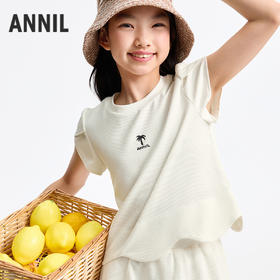 女童圆领短袖针织套装夏季新款安奈儿童装EG521121