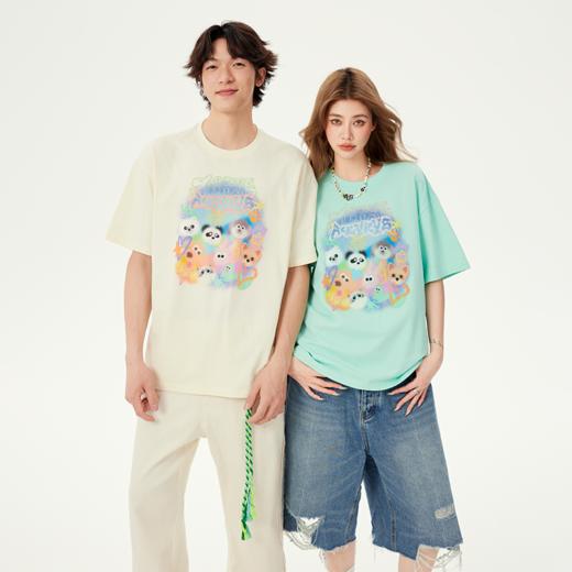 [两件减20]YKYB黄子韬短袖T恤全棉舒适透气狗狗喷绘氛围感情侣上衣Y52NDT022 商品图1