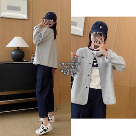 2025新款日系弹力针织棉双爱心刺绣休闲卫衣女宽松显瘦圆领外套！