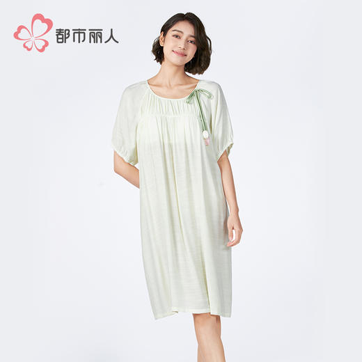 都市丽人生活家居女士梭织棉短袖裙薄麻麻纱短袖类LHH6D2 商品图1