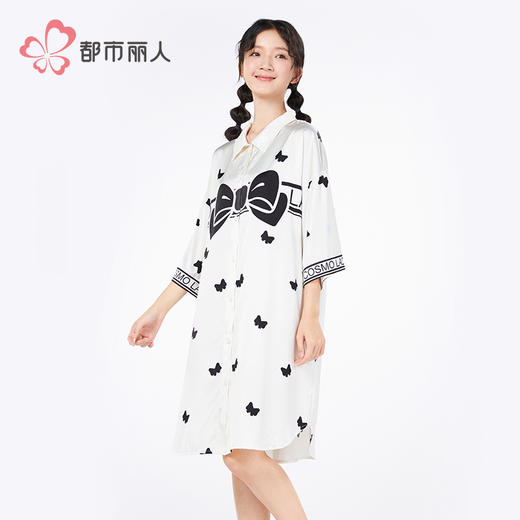 都市丽人生活家居女士丝质短袖裙薄冰雪丝短袖类LHH6G1 商品图2