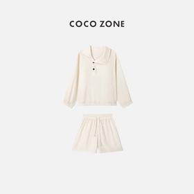 COCO ZONE 不对称翻领扣长袖冲锋衣抽绳松紧腰短裤 23C18426