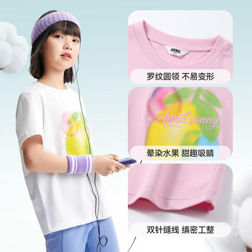 女童圆领SORONA短袖针织衫夏季新款安奈儿童装EG521105 商品图4