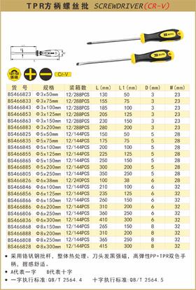 波斯 TPR方柄螺丝批φ8*150mm 一字 BS466868A