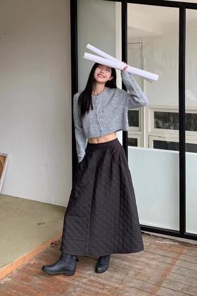 Le Malene 日系高腰宽松绗缝A字半裙 19688