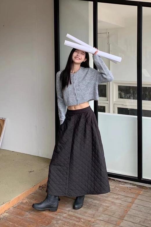 Le Malene 日系高腰宽松绗缝A字半裙 19688 商品图0