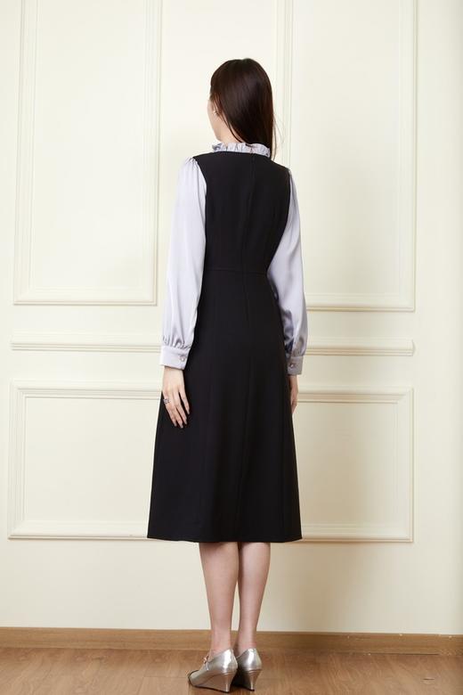 Le Malene 木耳边V领撞色盘扣连衣裙 19773 商品图5