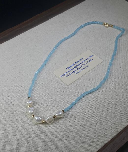 小众品牌乘风姐姐蓝色人鱼姬天然石巴洛克珍珠项链 商品图10