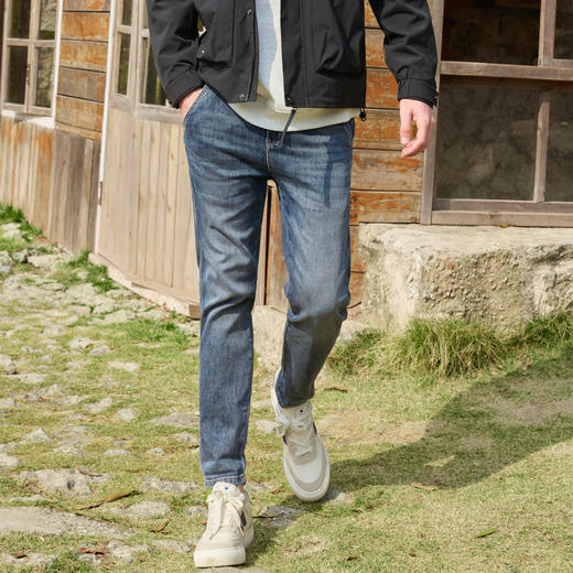 半身缘男裤 春季时尚休闲水洗半松紧腰牛仔裤251101P10103648 商品图0