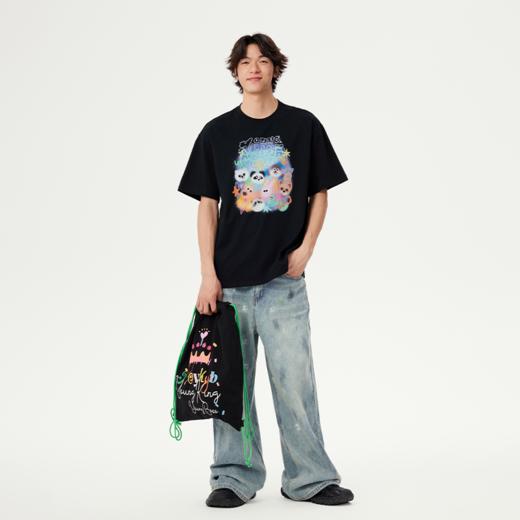 [两件减20]YKYB黄子韬短袖T恤全棉舒适透气狗狗喷绘氛围感情侣上衣Y52NDT022 商品图2