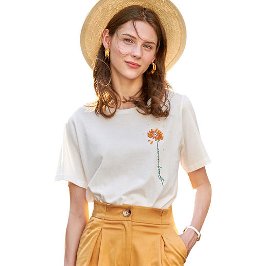 欧芮儿短袖2021年新款女修身夏装s修身心机休闲时尚简约ins潮t桖 商品图3