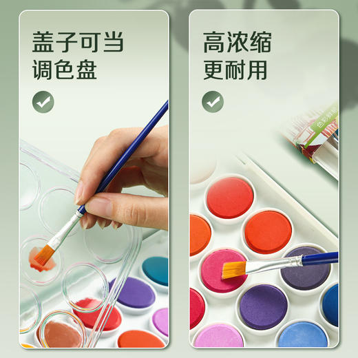 「固体水彩！蘸水即用」得力固体颜料水彩颜料专业美术专用36色48色初学者小学生儿童涂鸦玩具 商品图1