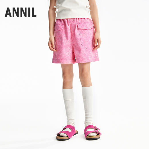 【软软牛仔裤】女童全腰梭织短裤夏季新款安奈儿童装EG526115 商品图2