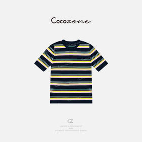 COCO ZONE 刘一一2025新款内搭上衣圆领条纹拼色短袖ACD2A0640