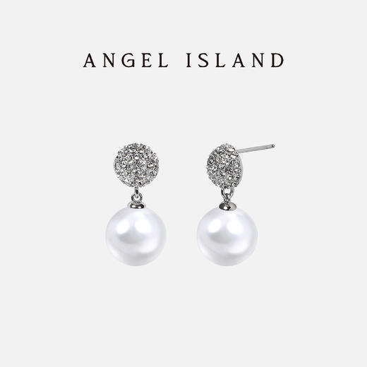 ANGEL ISLAND 铜合金锆石耳饰「Diana」水钻球珍珠气质耳钉 商品图2