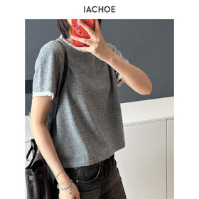 棉仓3621505007-IACHOE花边羊毛羊绒t恤