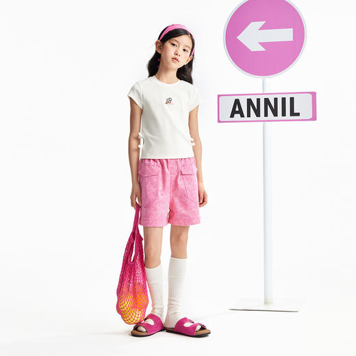 【软软牛仔裤】女童全腰梭织短裤夏季新款安奈儿童装EG526115 商品图3