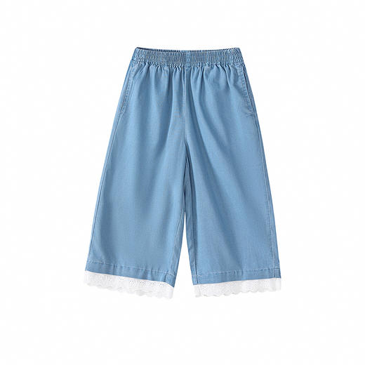 笛莎Deesha 童装女童裤子2025夏新款女童优雅花边牛仔阔腿裤 商品图4