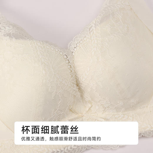 都市丽人完美包容无金属内衣CD:薄蕾丝树脂胶圈常规文胸YBHAA4 商品图4
