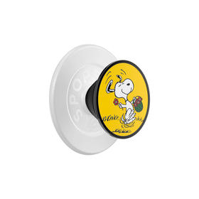 【史努比与朋友们】史努比采小花 MAGSAFE磁吸手机气囊支架 Round圆啪嗒系列 金属珐琅 黄色 Snoopy 卡通