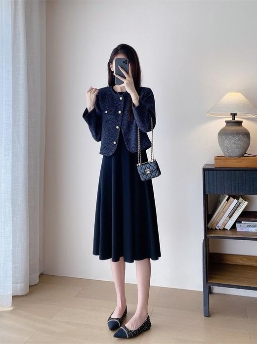 春秋新品垂顺高比例显瘦简洁小黑裙连衣裙 商品图1