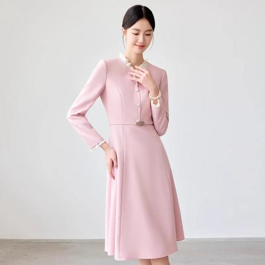 IWY/粉色小香风西装裙春季新款花边领连衣裙时尚气质通勤主持人上镜装25Q690 商品图3