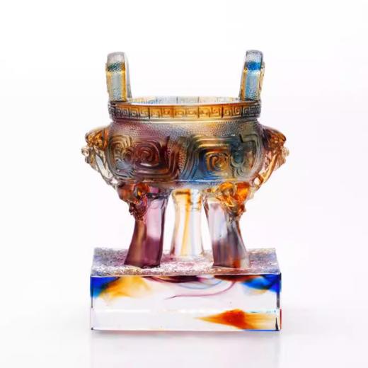 【样品特惠4.5折，无原包装仅1件，无货退款】琉璃鼎摆件书房招财中式家居开业礼品双龙三足鼎乔迁礼物桌面装饰福缘琉璃-财富宝鼎【不支持补差，非质量问题不退不换】S 商品图3