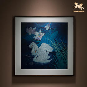 铜师傅 手工錾刻 铜雕画《蓝色之恋》客厅玄关沙发背景墙装饰画