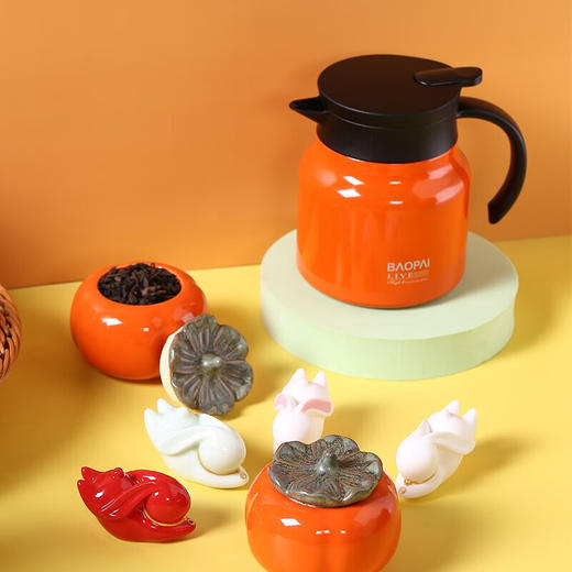 豹牌BP-T30万柿如意礼盒套装 800ml焖茶壶+柿子陶瓷茶叶罐*2 商品图3