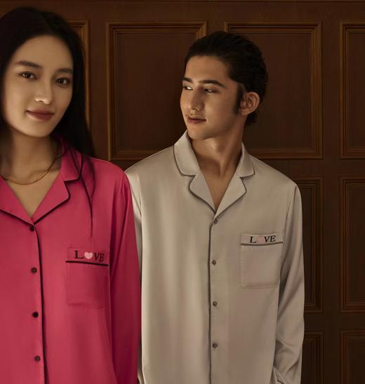 2F【Fandecie芬狄诗】IS LOVE系列男士长袖长裤睡衣色丁面料家居服套装 商品图5