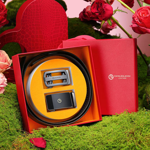 6934054610790 金利来goldlion 【热卖爆款】【双扣头】男士皮带男士腰带头层牛皮皮带腰带礼盒款 商品图1