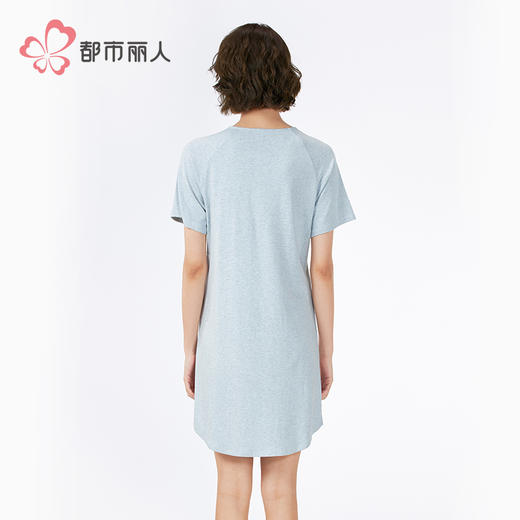 都市丽人生活家居女士正价棉质短袖裙薄针织罗纹色纱短袖类LHH6D8 商品图3