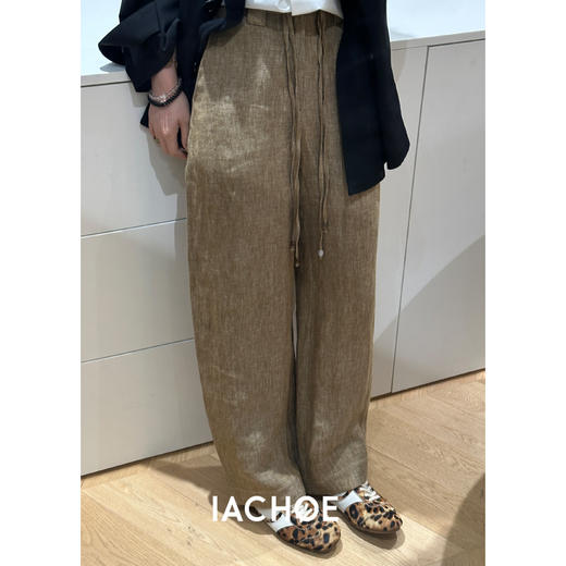 棉仓3621518014-IACHOE亚麻抽绳休闲裤 商品图0
