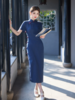 竹节麻侧八扣，中长款小个子旗袍SJT827 商品缩略图0