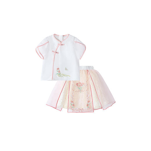 笛莎Deesha 童装女童套装2025夏新款女童国风粉金复古气质优雅裙套装 商品图4