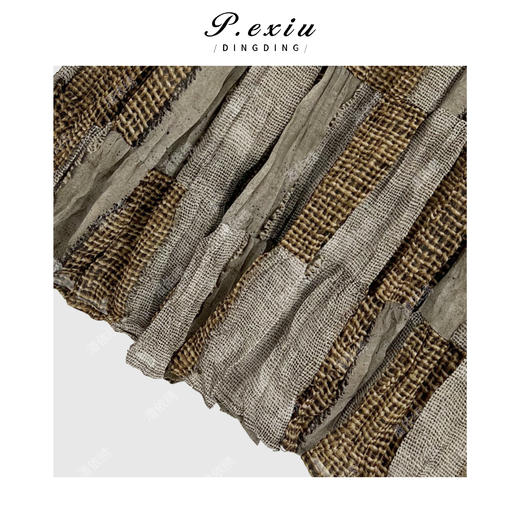 03-4潘依绣丁丁宠粉春夏复古印花分割设计中长款半身裙 W-62912 商品图2