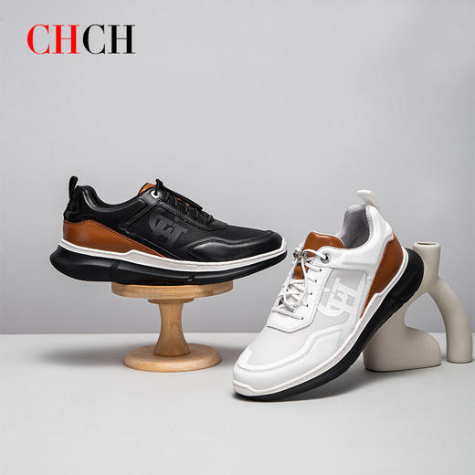 CHCH平衡鞋2025春夏新款伸缩带牛皮拼色男士休闲鞋CP1A2021 商品图1