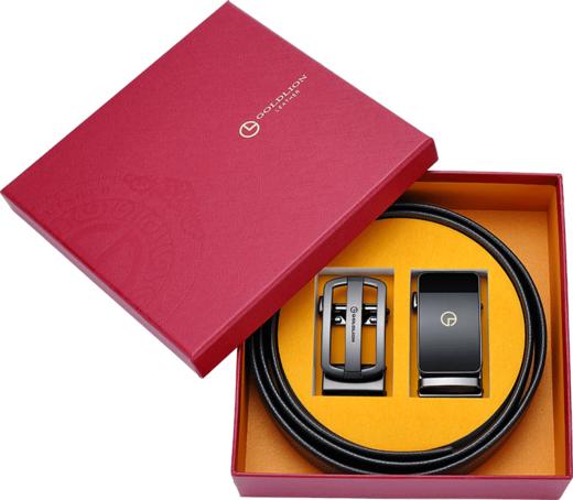 6934054610790 金利来goldlion 【热卖爆款】【双扣头】男士皮带男士腰带头层牛皮皮带腰带礼盒款 商品图0