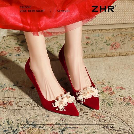 ZHR则则香槟色结婚婚鞋2025新款水晶鞋结婚新娘花朵新中式高跟鞋 商品图8