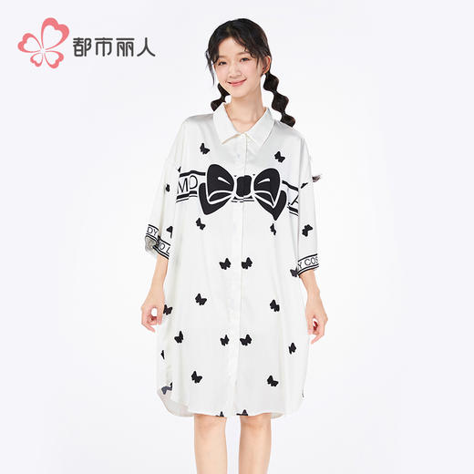 都市丽人生活家居女士丝质短袖裙薄冰雪丝短袖类LHH6G1 商品图1