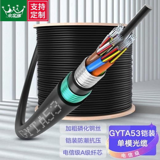 主推国标【GYTA53双铠/重铠】地埋双铠双护套单模GYTS53铠装光缆 层绞式直埋重铠地埋铠装单模光纤线电信级架空/管道/防鼠咬4/6/8/24/48/72/96/144【足芯足米、国标品质】 商品图0
