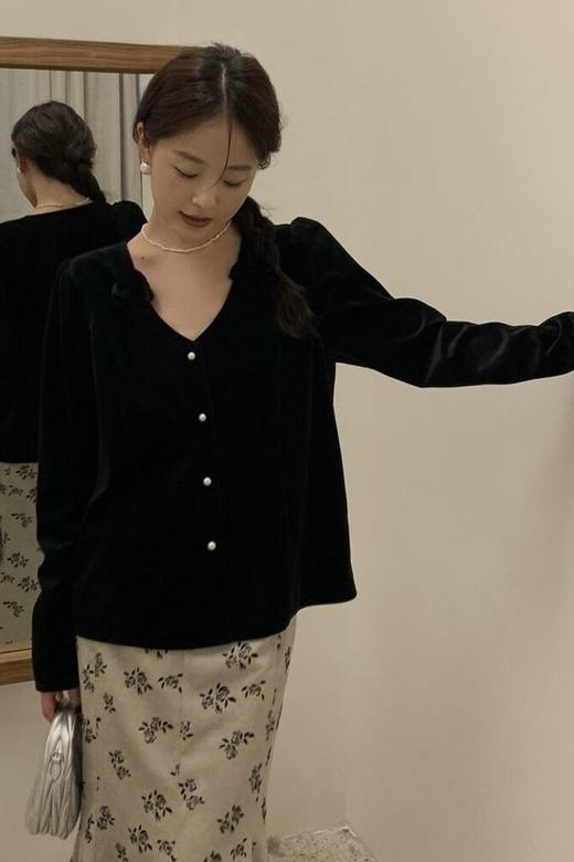 Le Malene 气质蝴蝶结丝绒上衣 19666 商品图2